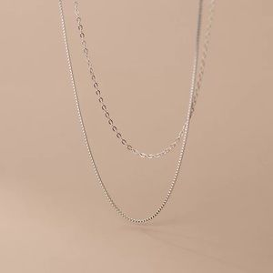 Silver Double Layered Chain Necklace 925 Sterling Silver
